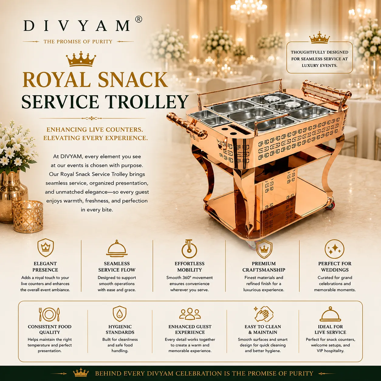 Royal Snack Service Trolley — Hospitality Service Collection by D I V Y A M®